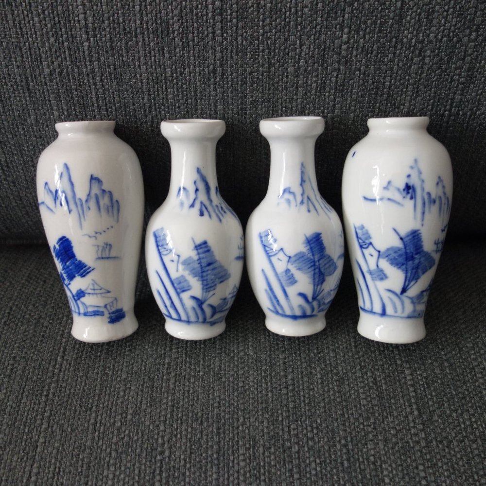 Mini Ceramic Vases (Includes Two of Each Style,  4 in Total)